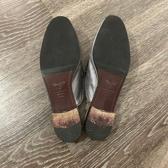 EUC Bougeotte Metallic Silver Leather Mule Loafers Size 41 Italy Slip-On Flats - Picture 8 of 16